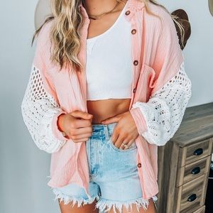 NWOT POL PEACH KNIT SHACKET